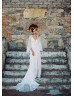 Sheer Bell Sleeve Ivory Lace Keyhole Back Wedding Dress